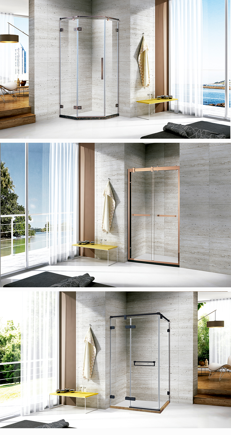 Modern Straight Hinge Glass Square Shower Box Door Rectangle Stainless Steel Enclosed Bathroom Shower Room