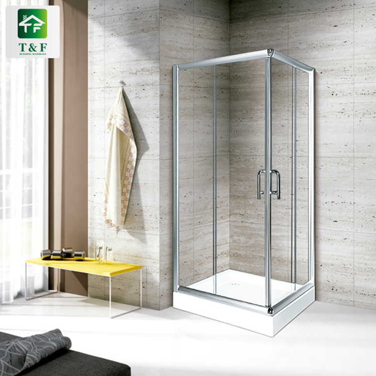 Cheap Simple Arc Bathroom 8mm Tempered Glass Shower Cabin Outdoor Corner Shower Enclosure Rooms