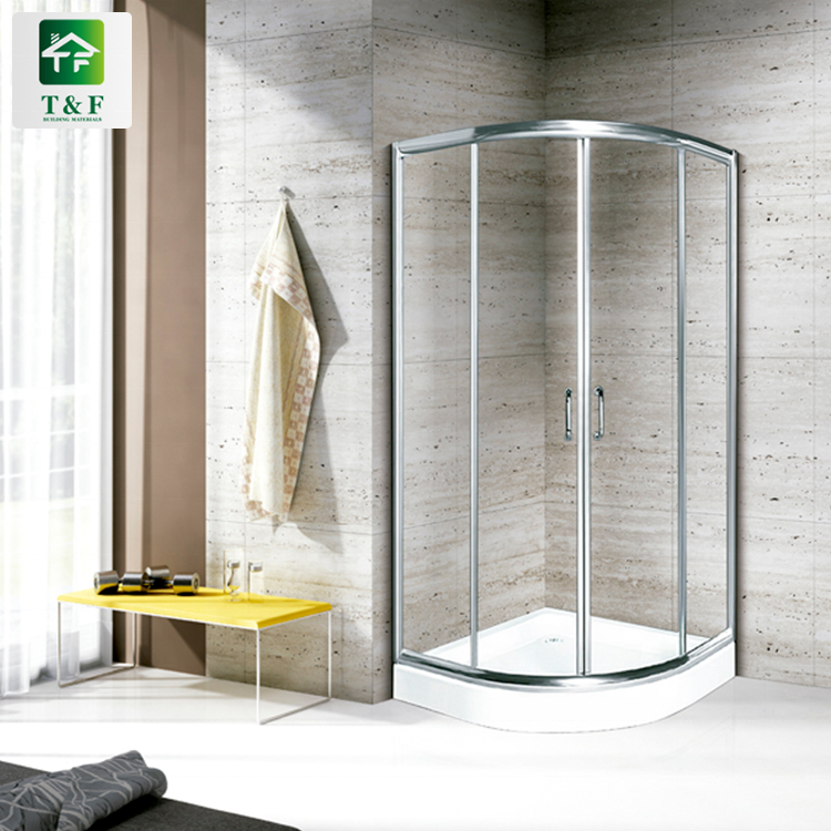 Cheap Simple Arc Bathroom 8mm Tempered Glass Shower Cabin Outdoor Corner Shower Enclosure Rooms