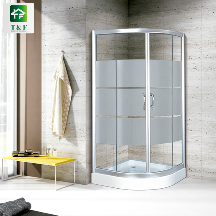 Cheap Simple Arc Bathroom 8mm Tempered Glass Shower Cabin Outdoor Corner Shower Enclosure Rooms