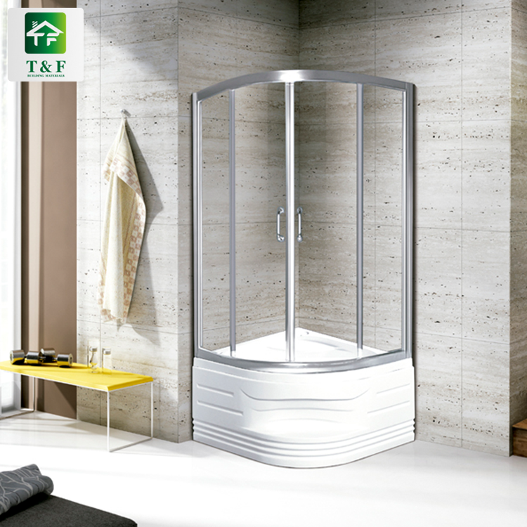 Cheap Simple Arc Bathroom 8mm Tempered Glass Shower Cabin Outdoor Corner Shower Enclosure Rooms