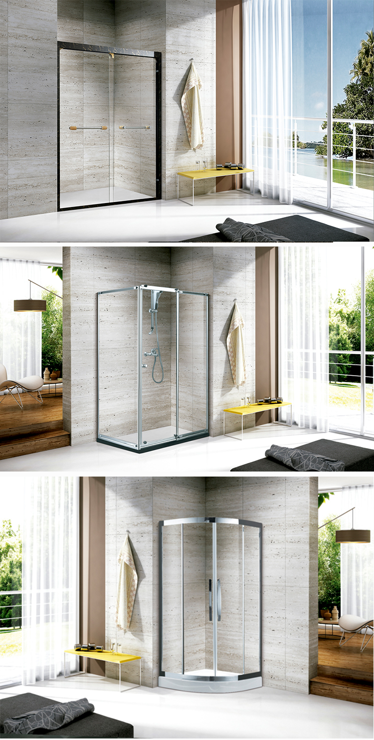 High Quality Straight Tempered 8mm Glass Door Shower Cabin Bathroom Acrylic Base Shower Room