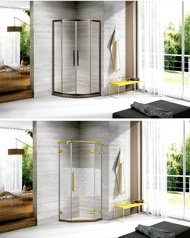 High Quality Straight Tempered 8mm Glass Door Shower Cabin Bathroom Acrylic Base Shower Room