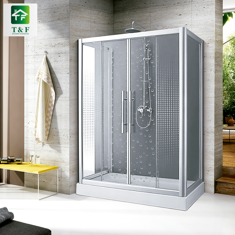 Bathroom 8mm Tempered Glass Door Sliding Stainless Steel Frame Rectangular Box Shower Room