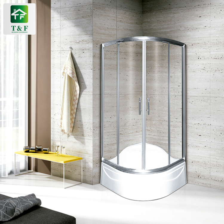 Bathroom 8mm Tempered Glass Door Sliding Stainless Steel Frame Rectangular Box Shower Room