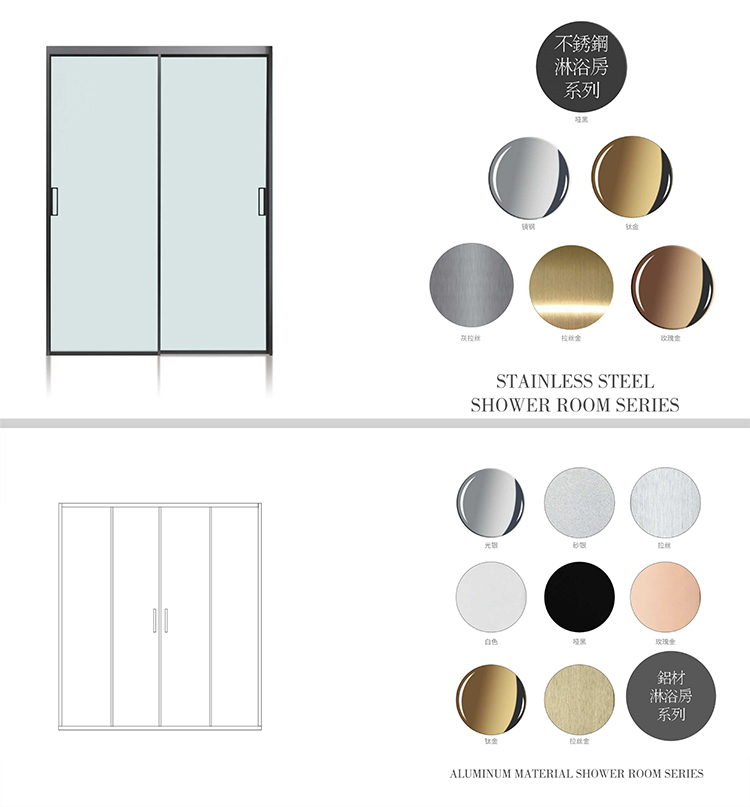Bathroom 8mm Tempered Glass Door Sliding Stainless Steel Frame Rectangular Box Shower Room
