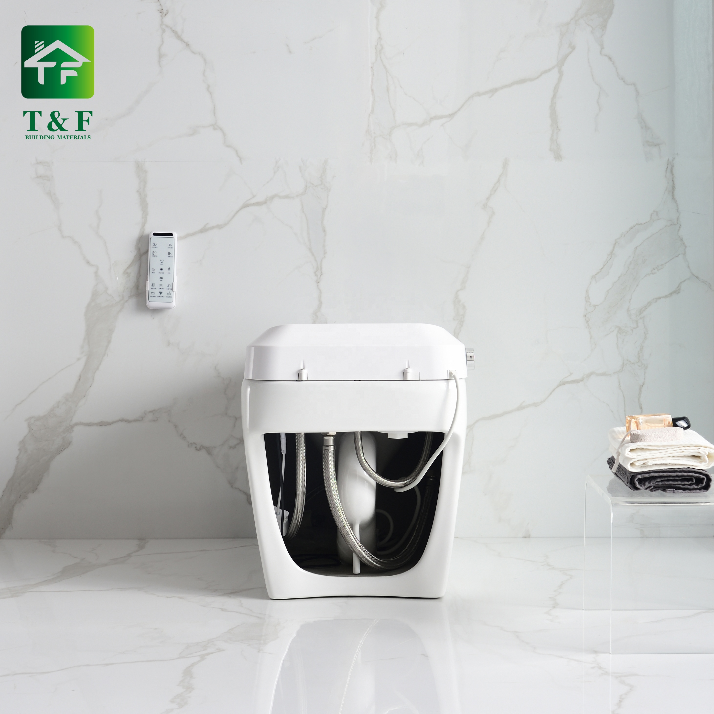 Modern Luxury Bathroom Wc Sanitary Ware Intelligent Automatic Flush Electric One Piece Ceramic Tankless Bidet Smart Toilet