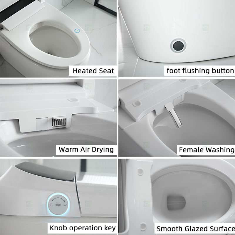 Modern Luxury Bathroom Wc Sanitary Ware Intelligent Automatic Flush Electric One Piece Ceramic Tankless Bidet Smart Toilet