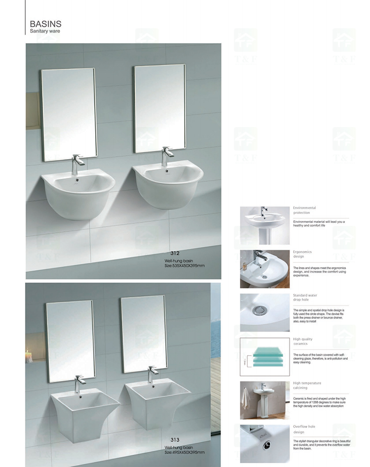 Cheap Modern White Ceramic Small Wall Hung Hand Wash Basin Bathroom Vanity Cabinets Art Wash Basin Sink
