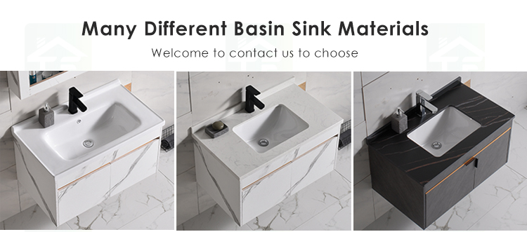 Modern Wall Mounted White Solid Wood Furniture Bathroom Vanity Cabinets With Sink and Mirror
