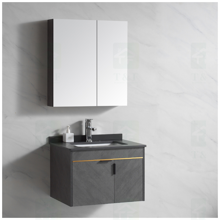 Modern Black Gray 24 to 40 Inches Solid Wood Floating Vanity Washroom Bathroom Vanity Cabinet Combo
