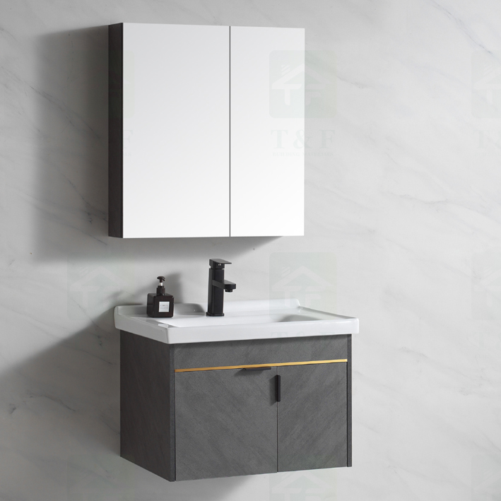 Modern Black Gray 24 to 40 Inches Solid Wood Floating Vanity Washroom Bathroom Vanity Cabinet Combo