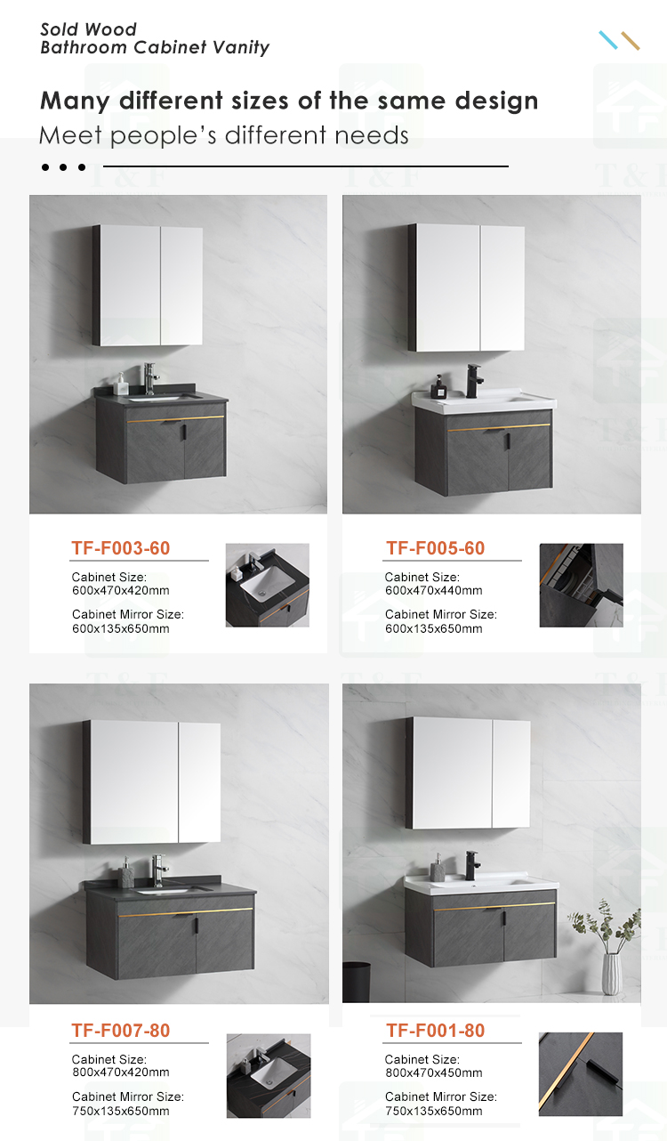 Modern Black Gray 24 to 40 Inches Solid Wood Floating Vanity Washroom Bathroom Vanity Cabinet Combo