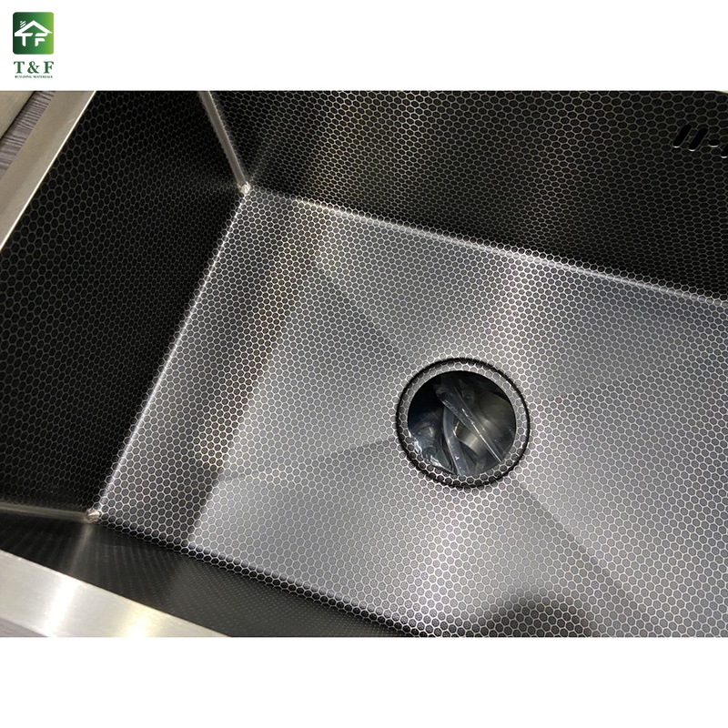 Black Stainless Steel Drain Board Single Double Bowl Square Crystal Surface Undermount Handmade Kitchen Sink
