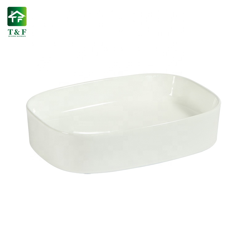 Premium Ceramic Oval Shape Ceramic Bathroom Vessel Vanity Art Hand Wash Basin Sink Above Countertop