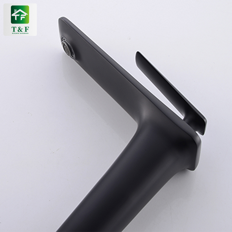 High Quality Black Sanitary Single Hole Brass Bathroom Vanity Wash Basin Sink Mixer Tall Waterfall Faucet