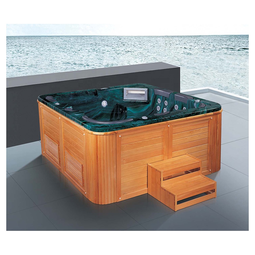 Freestanding Whirlpool Bathtub Large Outdoor Swim Pool Wood Acrylic Shell Spa Massage Hot Tub