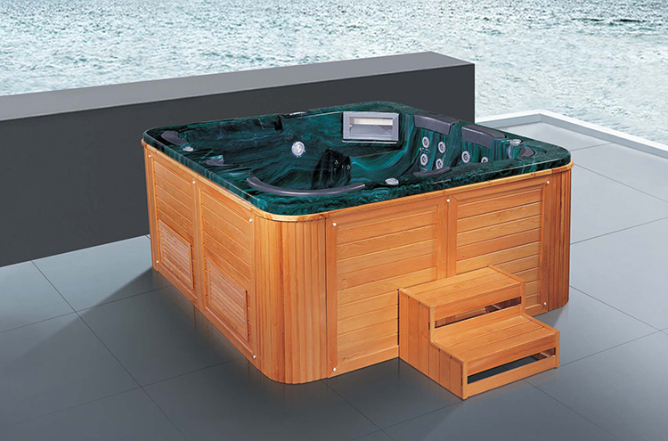 Freestanding Whirlpool Bathtub Large Outdoor Swim Pool Wood Acrylic Shell Spa Massage Hot Tub