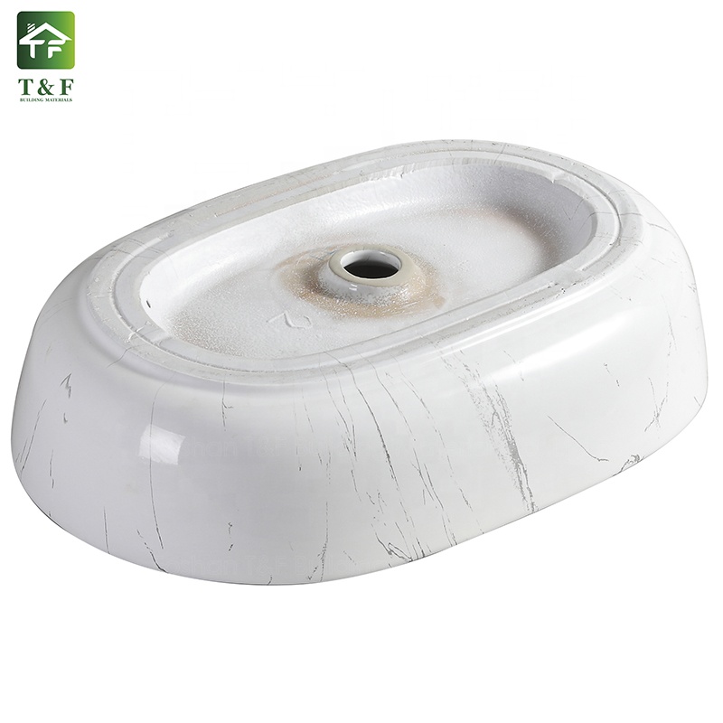 Bathroom Luxury Hotel Vanity Basin Porcelain Marble Look Ceramic Art Wash Basin Countertop Vessel Sink