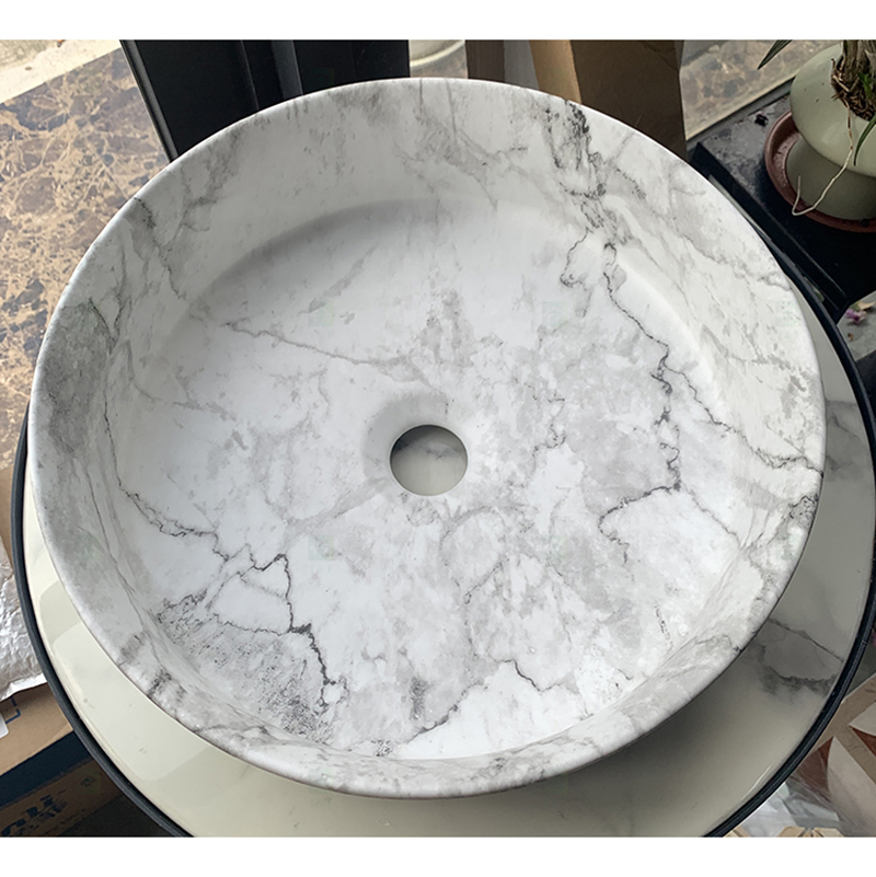 Countertop Carrara White Marble Stone Ceramic Wash Hand Basin Bathroom Vessel Sinks Face Bowls