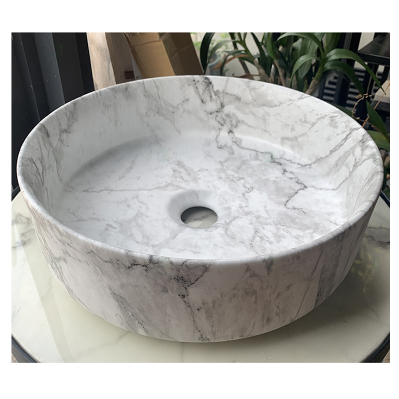 Countertop Carrara White Marble Stone Ceramic Wash Hand Basin Bathroom Vessel Sinks Face Bowls