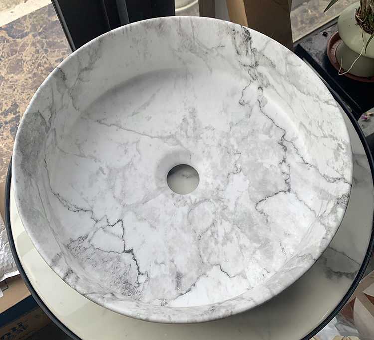 Countertop Carrara White Marble Stone Ceramic Wash Hand Basin Bathroom Vessel Sinks Face Bowls