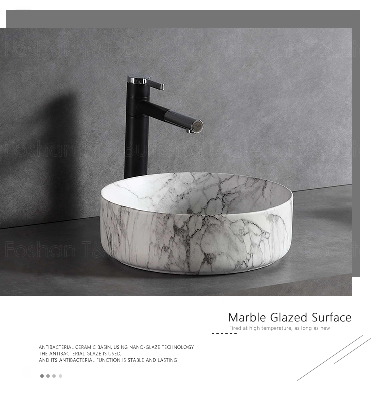 Countertop Carrara White Marble Stone Ceramic Wash Hand Basin Bathroom Vessel Sinks Face Bowls