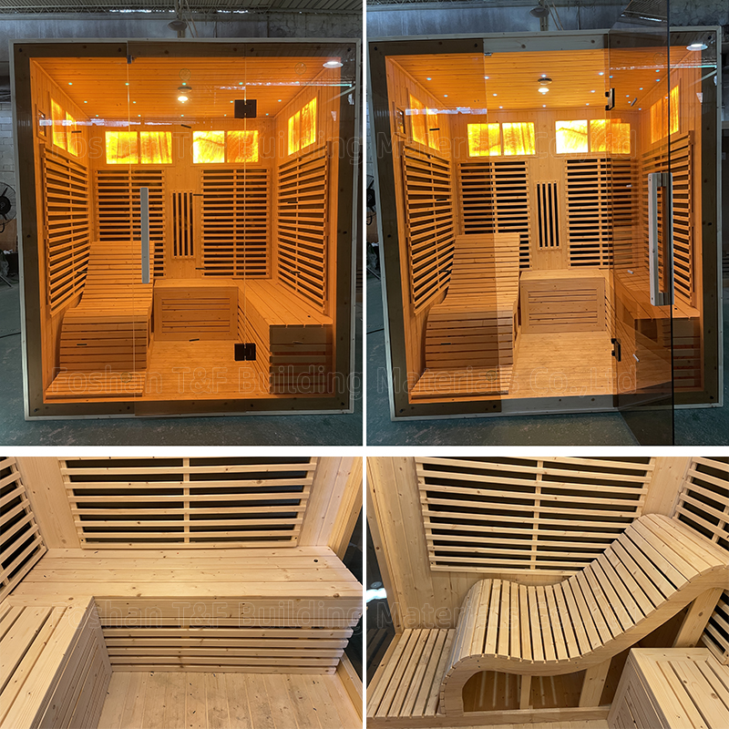 Person Luxury Far Infrared Spa Steam Bath Cabin Solid Wood Traditional Dry Steam Sauna Room