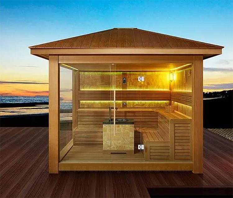 Person Luxury Far Infrared Spa Steam Bath Cabin Solid Wood Traditional Dry Steam Sauna Room