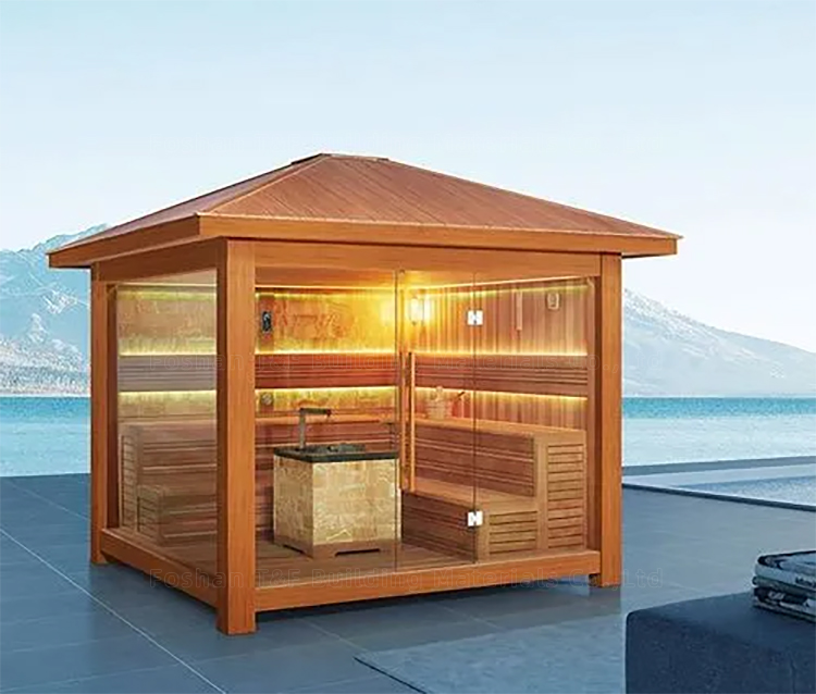 Person Luxury Far Infrared Spa Steam Bath Cabin Solid Wood Traditional Dry Steam Sauna Room