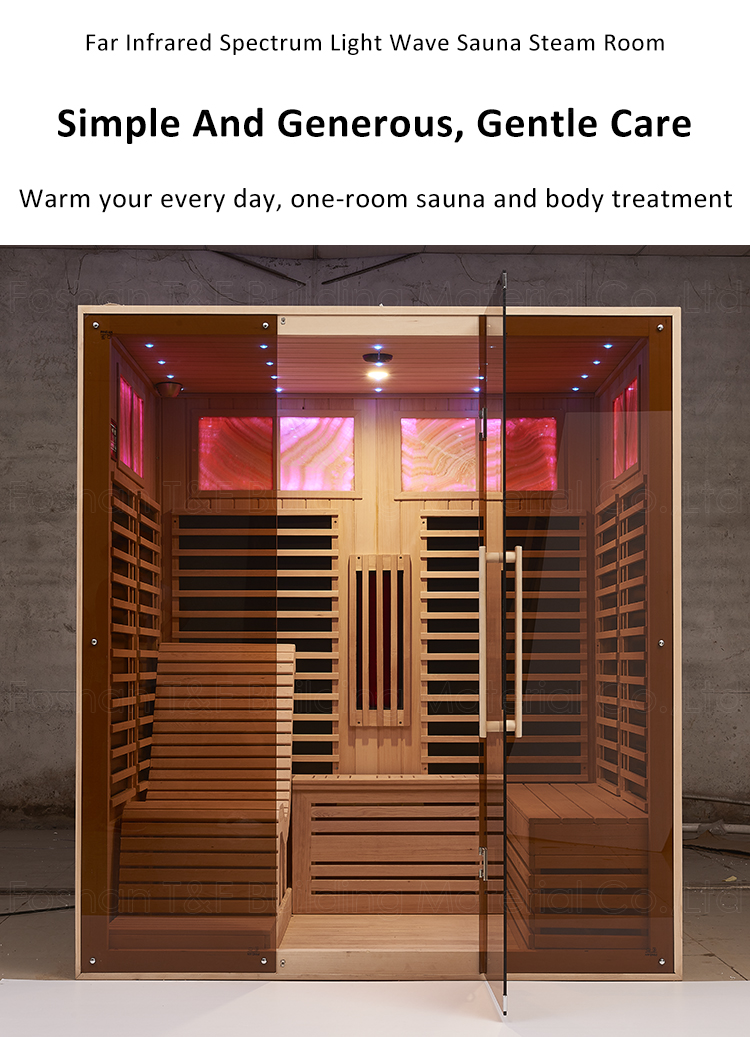 Person Luxury Far Infrared Spa Steam Bath Cabin Solid Wood Traditional Dry Steam Sauna Room