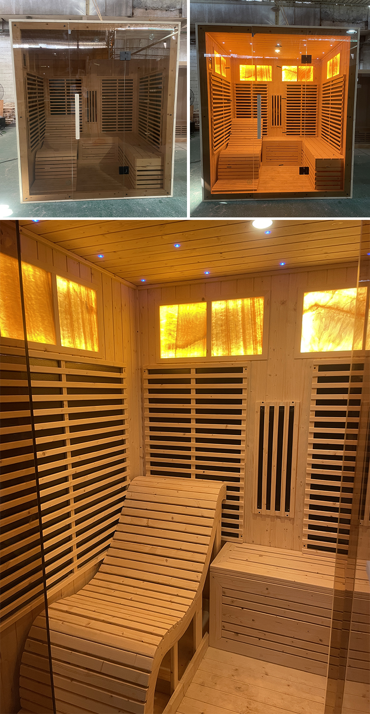 Person Luxury Far Infrared Spa Steam Bath Cabin Solid Wood Traditional Dry Steam Sauna Room