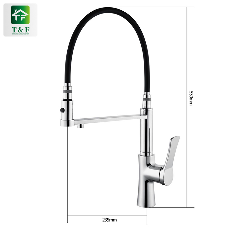 Brass Long Neck Kitchen Mixer Tap With Pull Spray Sanitary Ware Kitchen Faucet