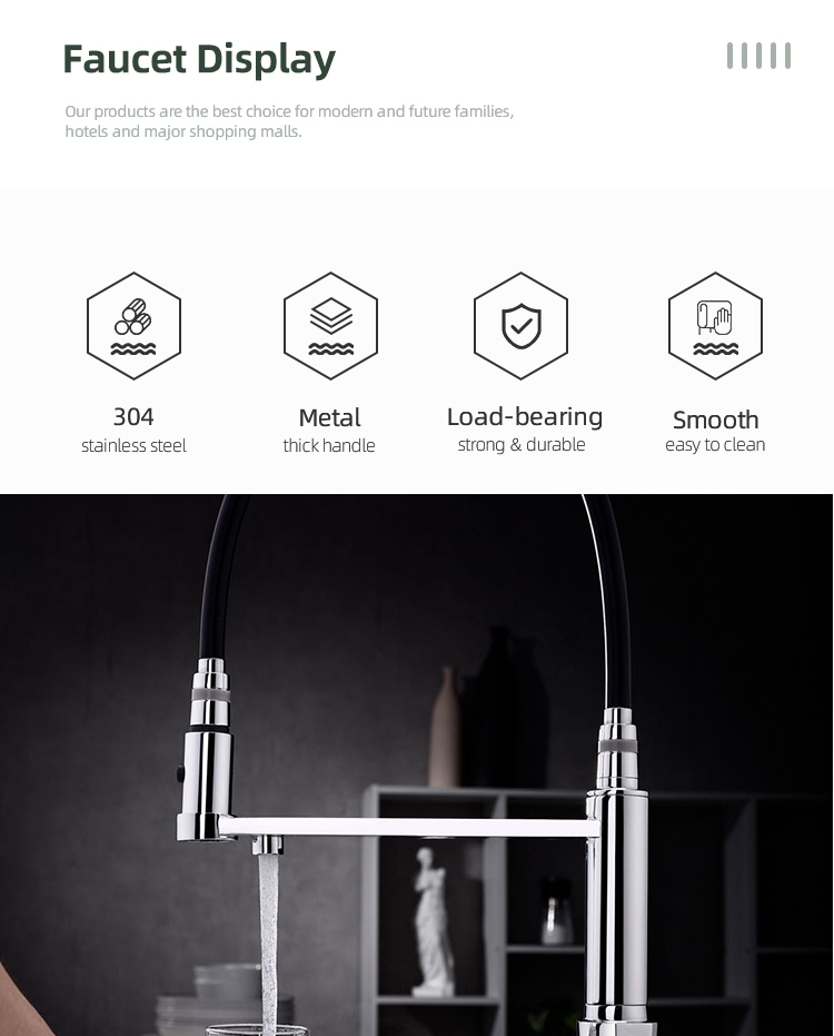 Brass Long Neck Kitchen Mixer Tap With Pull Spray Sanitary Ware Kitchen Faucet