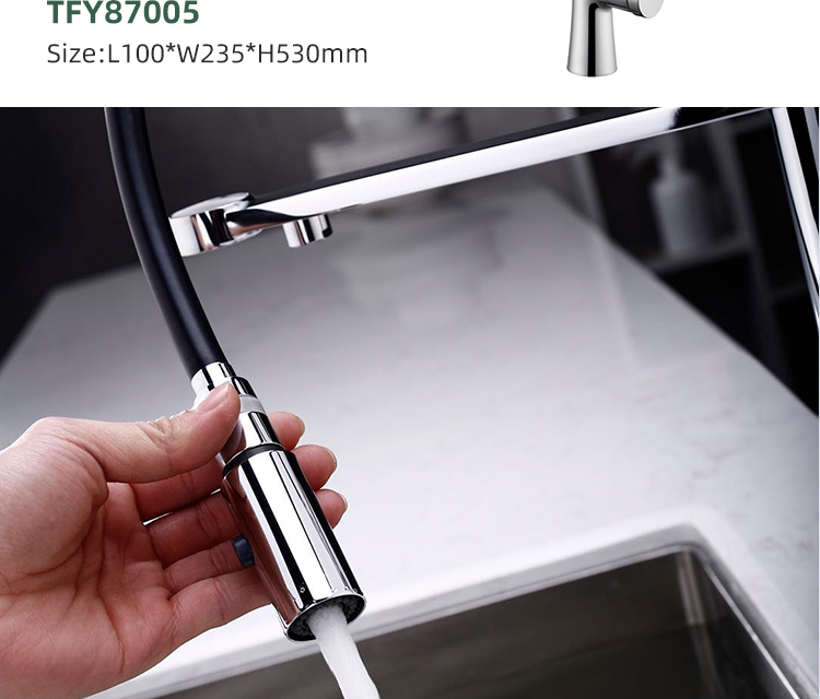 Brass Long Neck Kitchen Mixer Tap With Pull Spray Sanitary Ware Kitchen Faucet