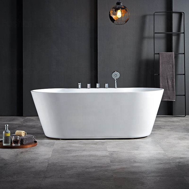Modern Tub Bath Acrylic White Solid Surface Bathroom Soaking Freestanding Bathtub