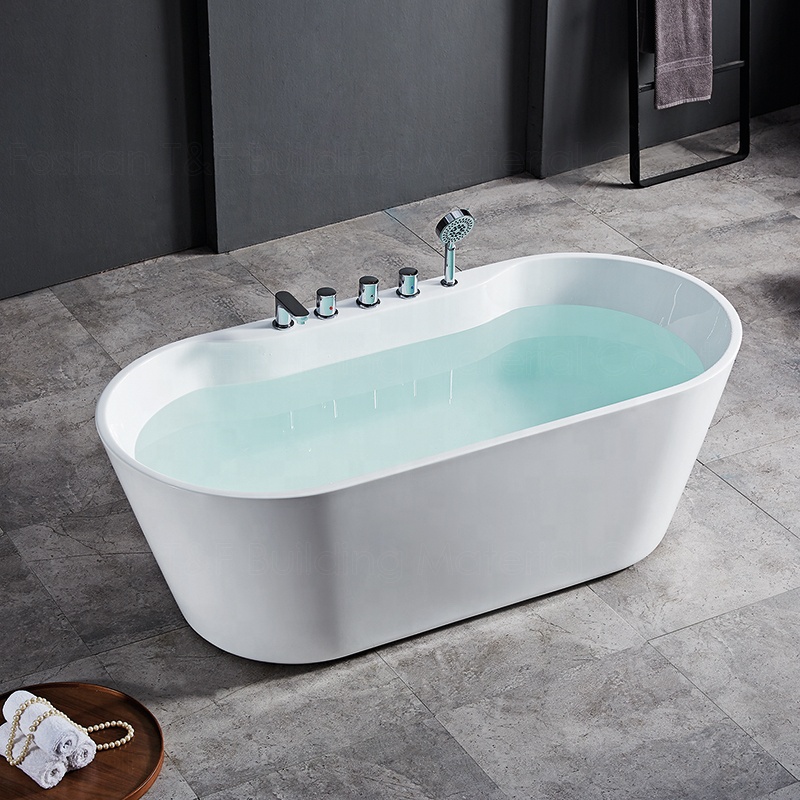 Modern Tub Bath Acrylic White Solid Surface Bathroom Soaking Freestanding Bathtub