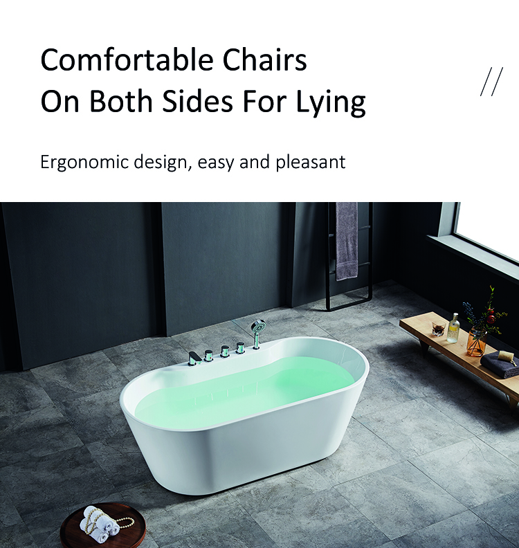 Modern Tub Bath Acrylic White Solid Surface Bathroom Soaking Freestanding Bathtub