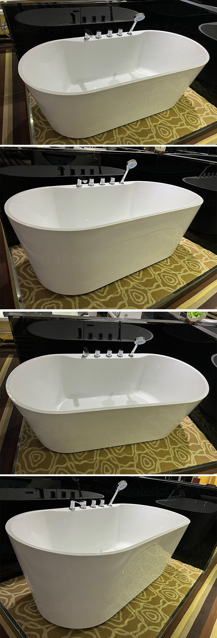 Modern Tub Bath Acrylic White Solid Surface Bathroom Soaking Freestanding Bathtub