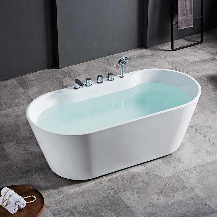 Modern Tub Bath Acrylic White Solid Surface Bathroom Soaking Freestanding Bathtub