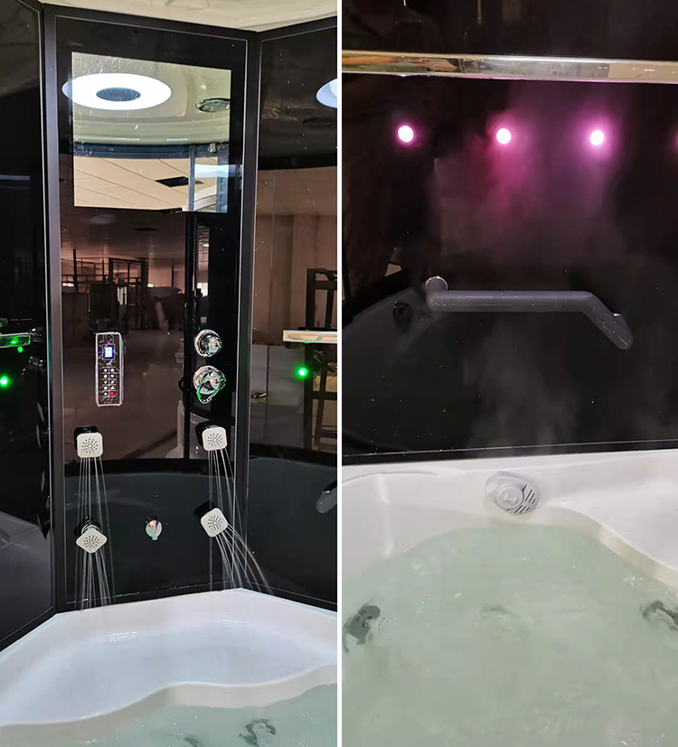 Integrated Acrylic Top Shower Steam Room Wet Sauna Combo Hydromassage Whirlpool Bath Cabin