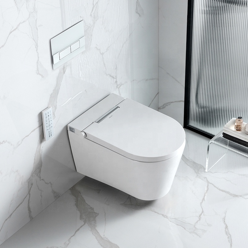 New Design ECO Toilet Bowl Set Bathroom Intelligent Ceramic Rimless Wall Hung Smart Toilet