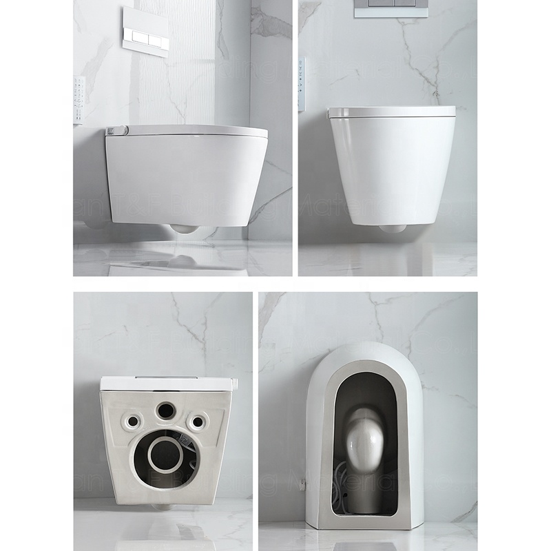 New Design ECO Toilet Bowl Set Bathroom Intelligent Ceramic Rimless Wall Hung Smart Toilet