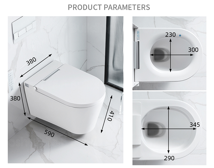 New Design ECO Toilet Bowl Set Bathroom Intelligent Ceramic Rimless Wall Hung Smart Toilet