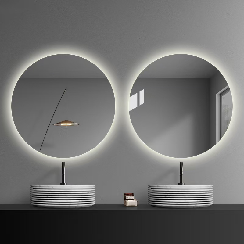 Modern Frameless Round Backlit LED Bathroom Mirror Smart Illuminated Mirror Decorative Wall Bath Mirrors