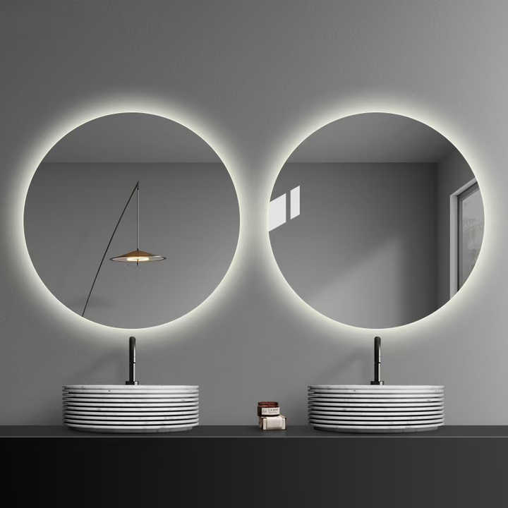Modern Frameless Round Backlit LED Bathroom Mirror Smart Illuminated Mirror Decorative Wall Bath Mirrors