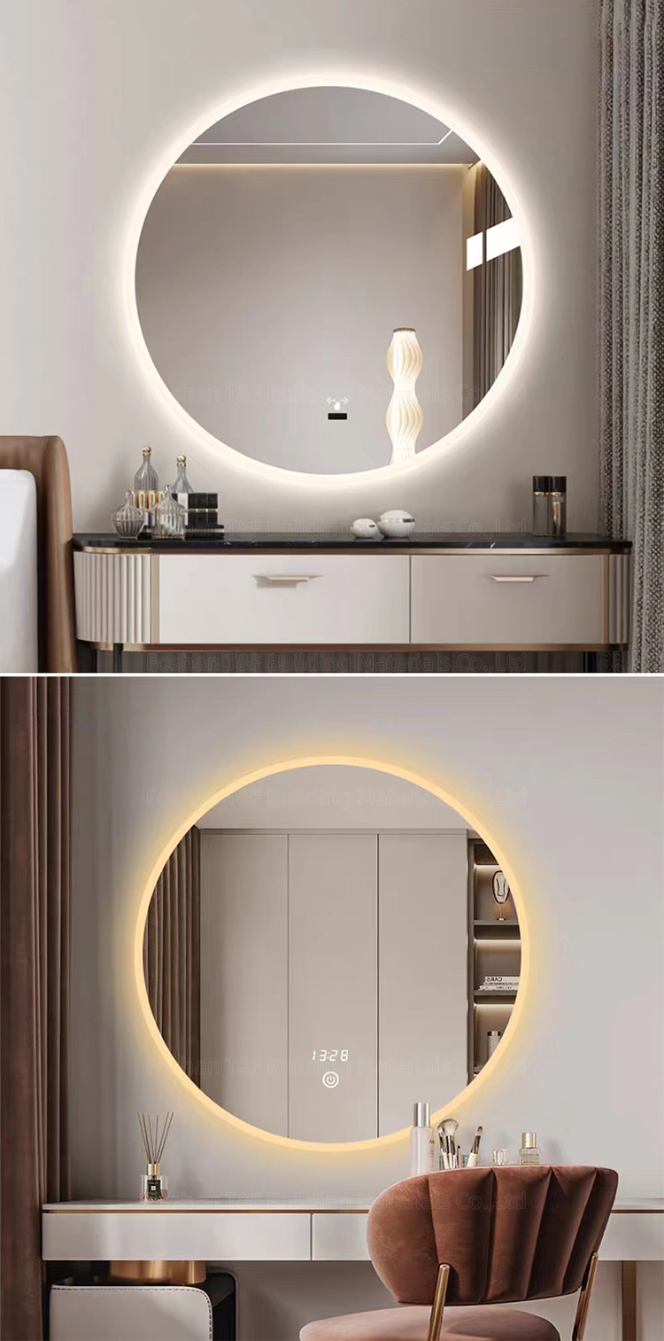 Modern Frameless Round Backlit LED Bathroom Mirror Smart Illuminated Mirror Decorative Wall Bath Mirrors