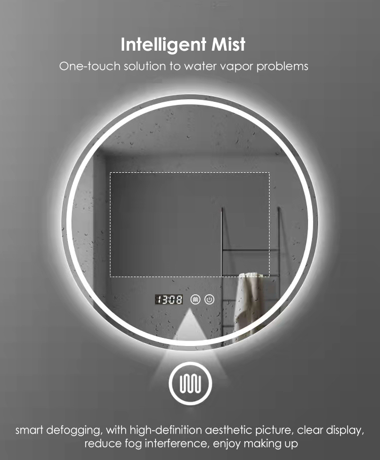 Modern Frameless Round Backlit LED Bathroom Mirror Smart Illuminated Mirror Decorative Wall Bath Mirrors