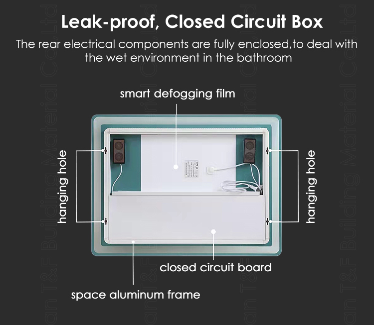 Hot Sale Hotel Luxury Glass Time Display Wall Mounted Lighted Bath Makeup Led Bathroom Smart Mirror