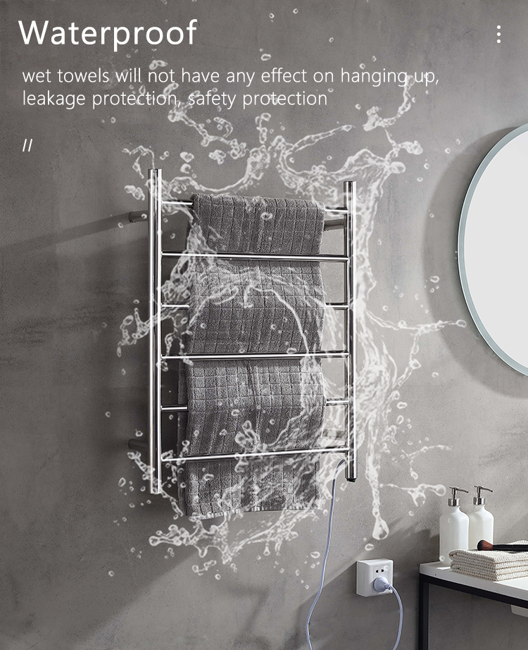 Wall Mounted 304 Stainless Steel Black Electric Heated Warmer Bathroom Towel Rack
